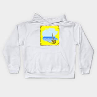 Anchor on the beach in a summer setting Kids Hoodie